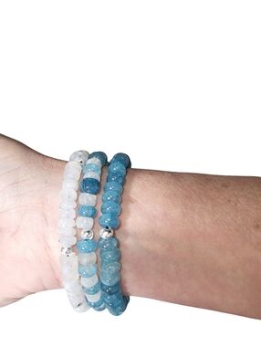 Genuine Semi Precious Stone Beaded Stretch Bracelet Set - Women's Jewelry
